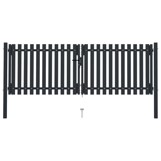 Double Door Fence Gate Steel 306x150 cm Anthracite