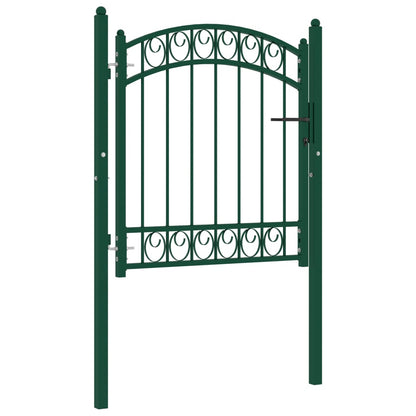 Fence Gate with Arched Top Steel 100x100 cm Green