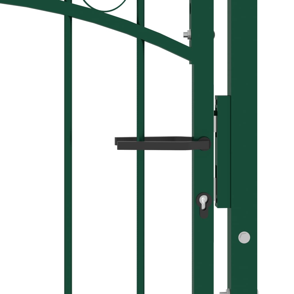 Fence Gate with Arched Top Steel 100x100 cm Green