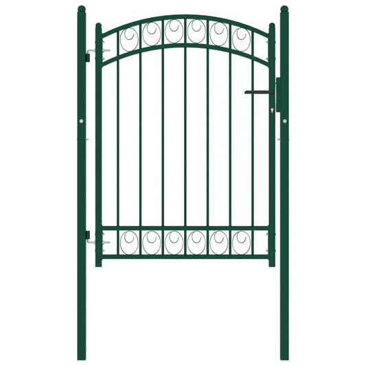 Fence Gate with Arched Top Steel 100x125 cm Green