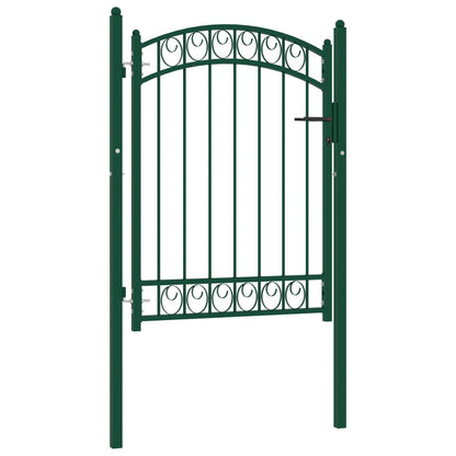 Fence Gate with Arched Top Steel 100x125 cm Green