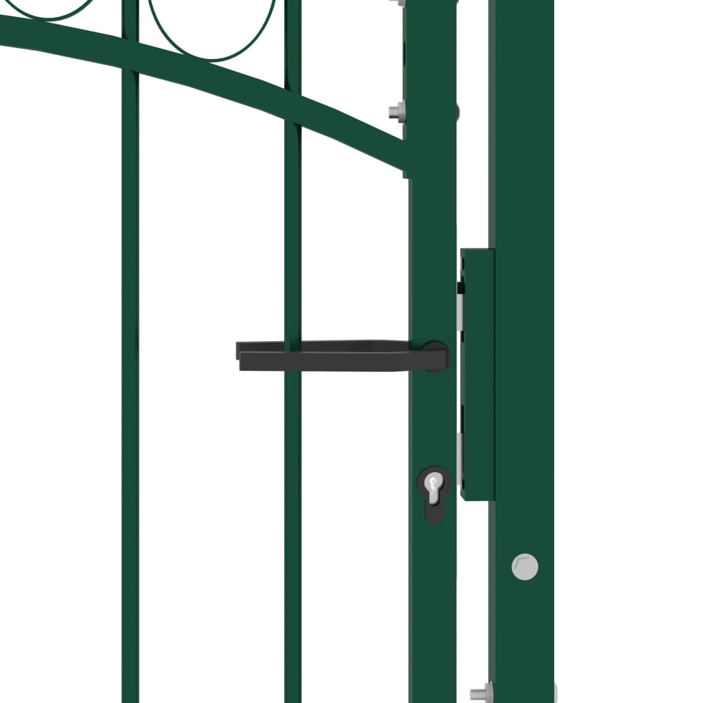 Fence Gate with Arched Top Steel 100x125 cm Green