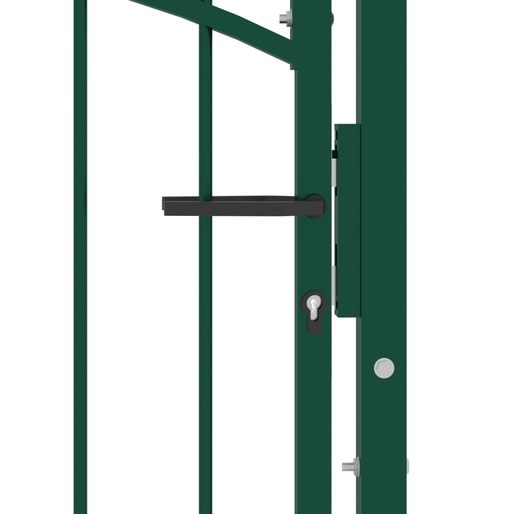 Fence Gate with Arched Top Steel 100x150 cm Green