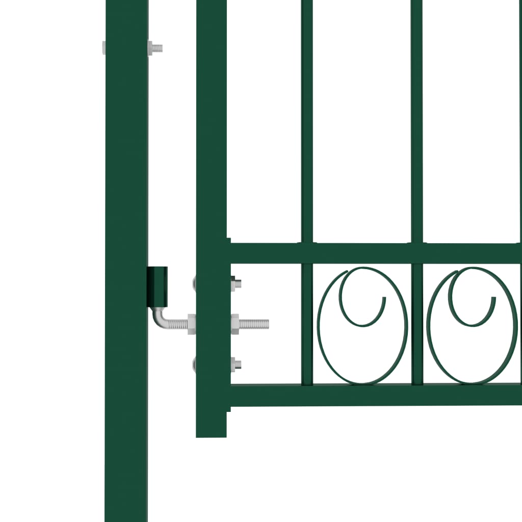 Fence Gate with Arched Top Steel 100x150 cm Green