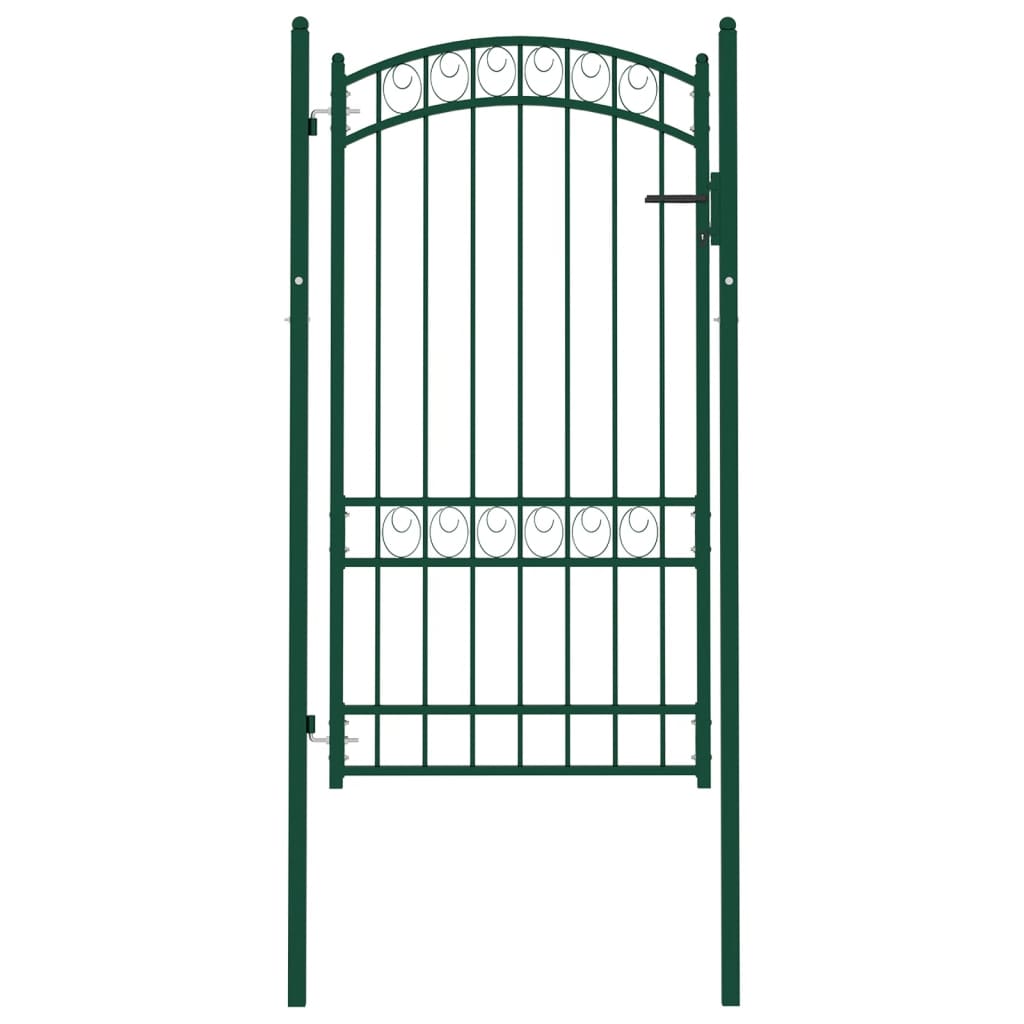 Fence Gate with Arched Top Steel 100x175 cm Green