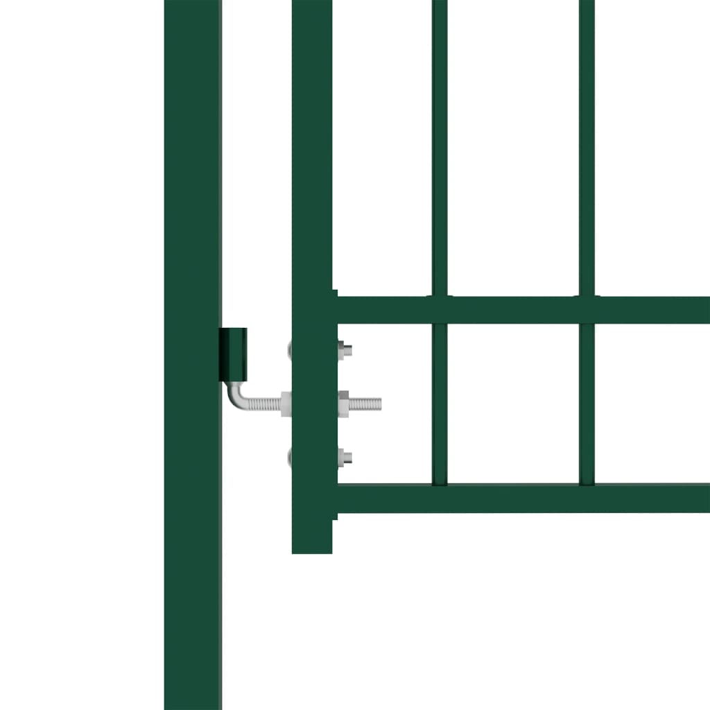 Fence Gate with Arched Top Steel 100x175 cm Green