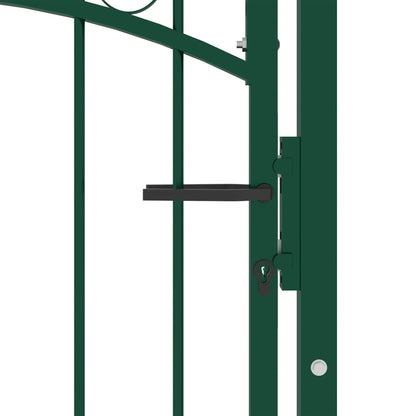 Fence Gate with Arched Top Steel 100x175 cm Green