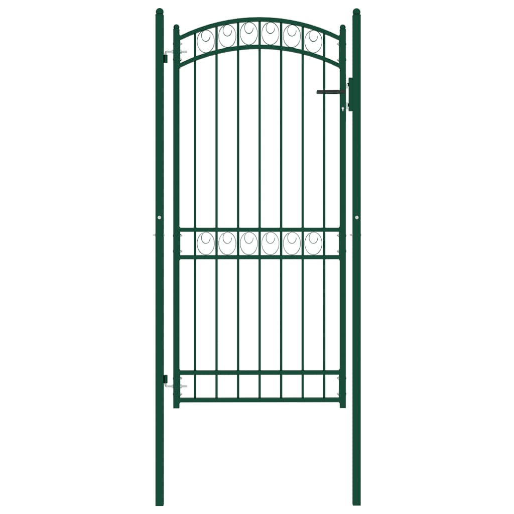 Fence Gate with Arched Top Steel 100x200 cm Green