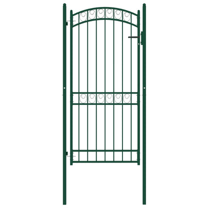 Fence Gate with Arched Top Steel 100x200 cm Green