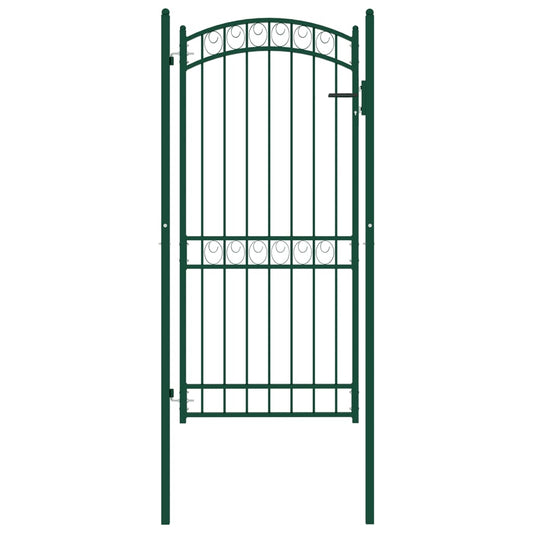 Fence Gate with Arched Top Steel 100x200 cm Green