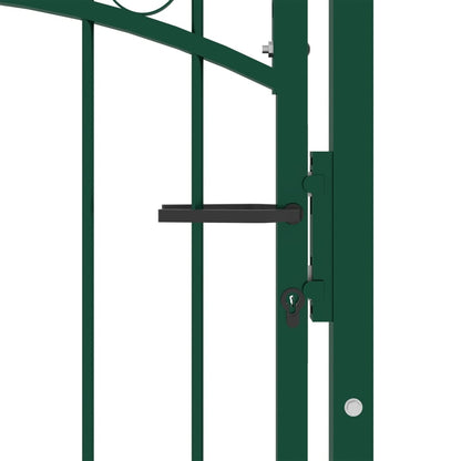 Fence Gate with Arched Top Steel 100x200 cm Green