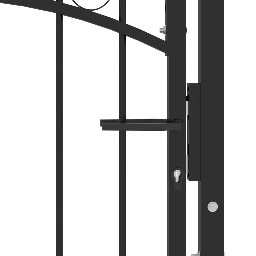 Fence Gate with Arched Top Steel 100x100 cm Black