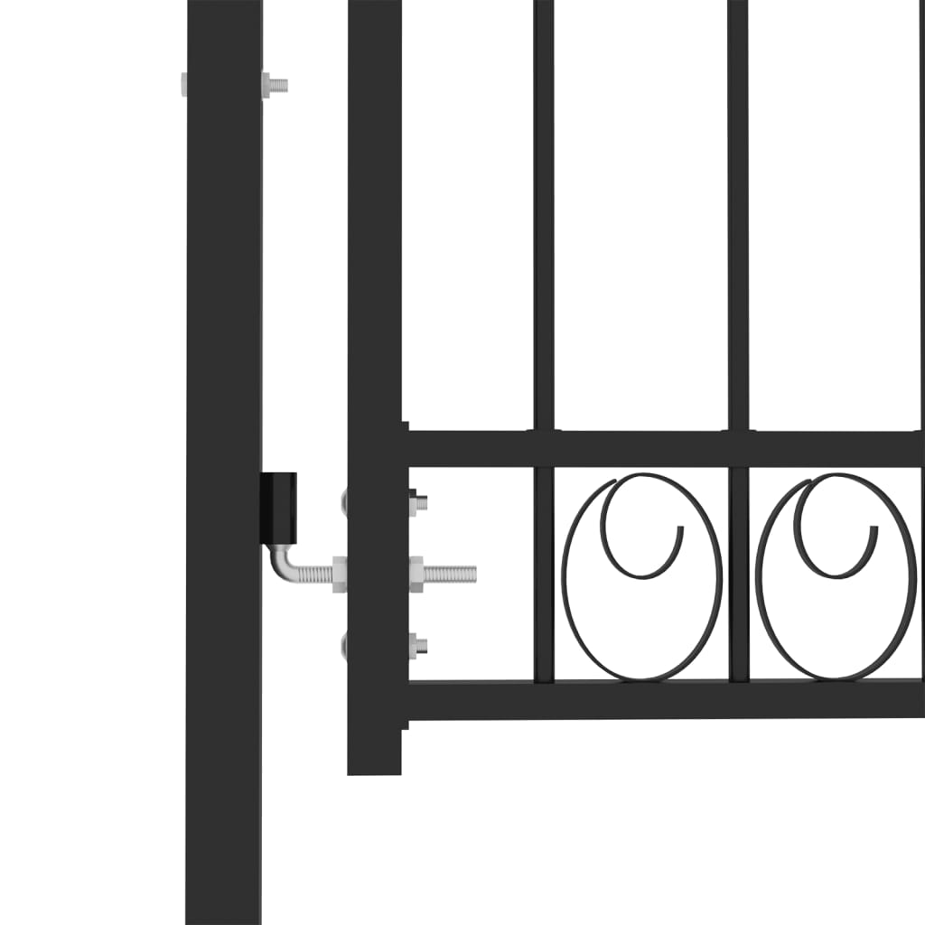 Fence Gate with Arched Top Steel 100x100 cm Black