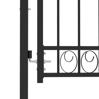 Fence Gate with Arched Top Steel 100x100 cm Black