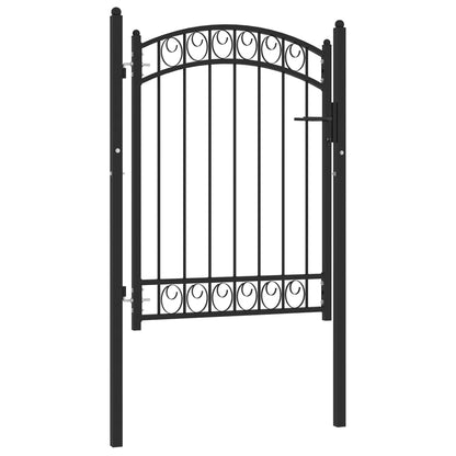 Fence Gate with Arched Top Steel 100x125 cm Black