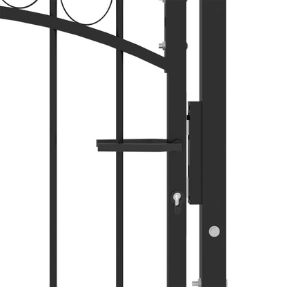 Fence Gate with Arched Top Steel 100x125 cm Black