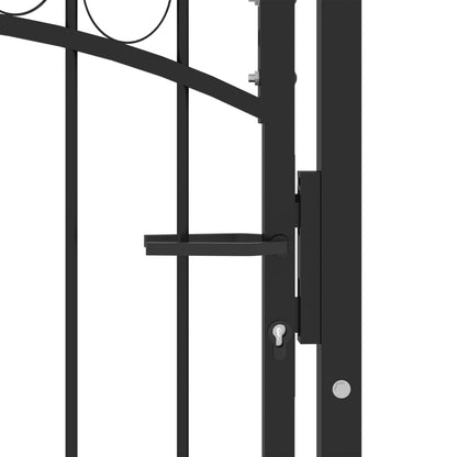 Fence Gate with Arched Top Steel 100x150 cm Black