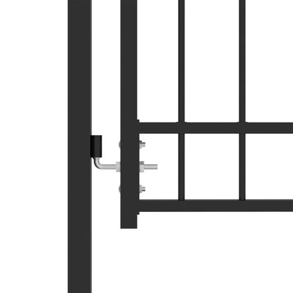 Fence Gate with Arched Top Steel 100x175 cm Black