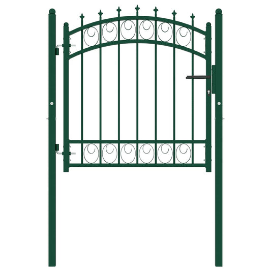 Fence Gate with Spikes Steel 100x100 cm Green