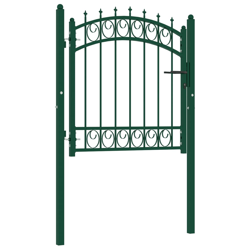 Fence Gate with Spikes Steel 100x100 cm Green