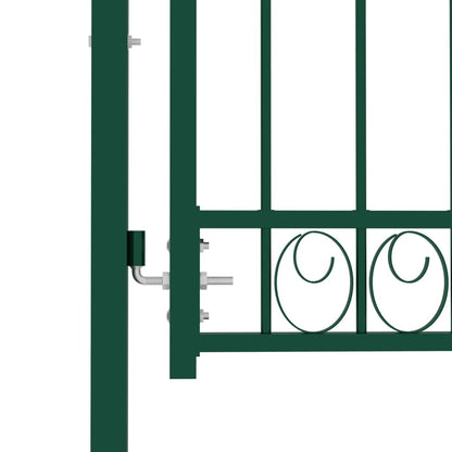 Fence Gate with Spikes Steel 100x100 cm Green