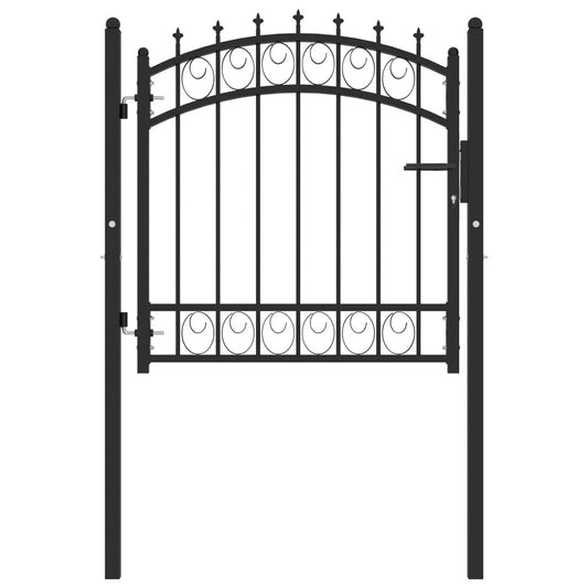 Fence Gate with Spikes Steel 100x100 cm Black