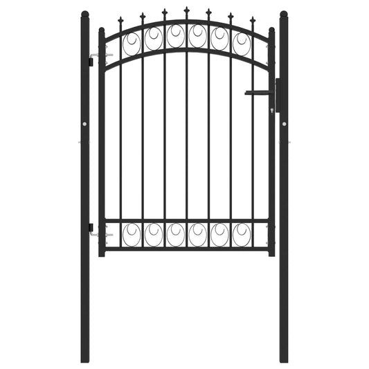 Fence Gate with Spikes Steel 100x125 cm Black