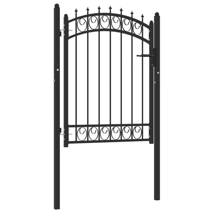 Fence Gate with Spikes Steel 100x125 cm Black