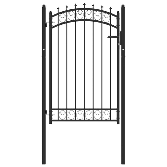 Fence Gate with Spikes Steel 100x150 cm Black