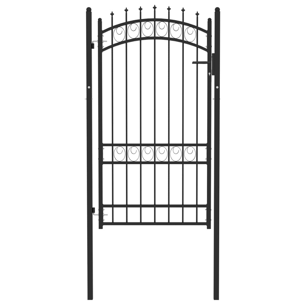 Fence Gate with Spikes Steel 100x175 cm Black