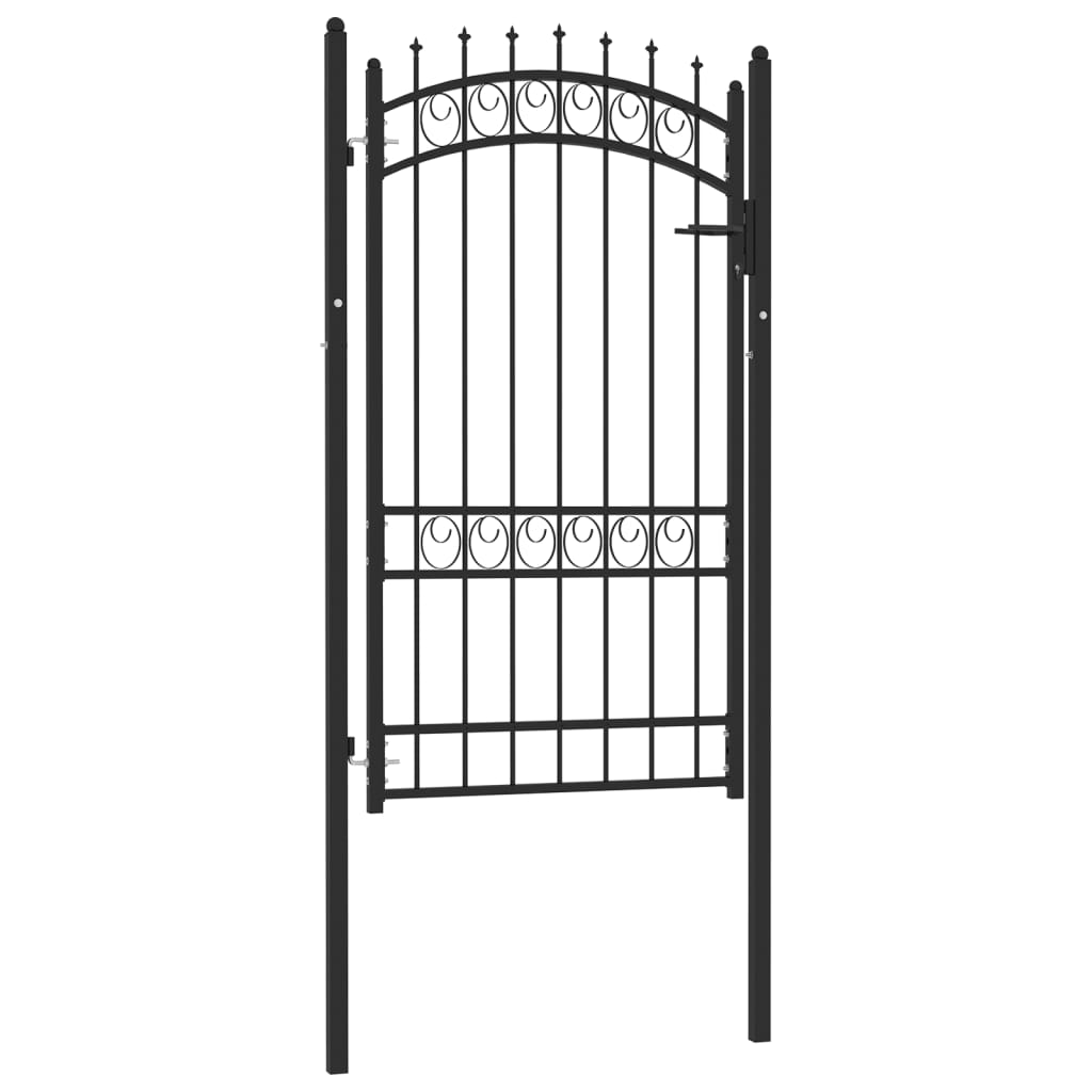 Fence Gate with Spikes Steel 100x175 cm Black