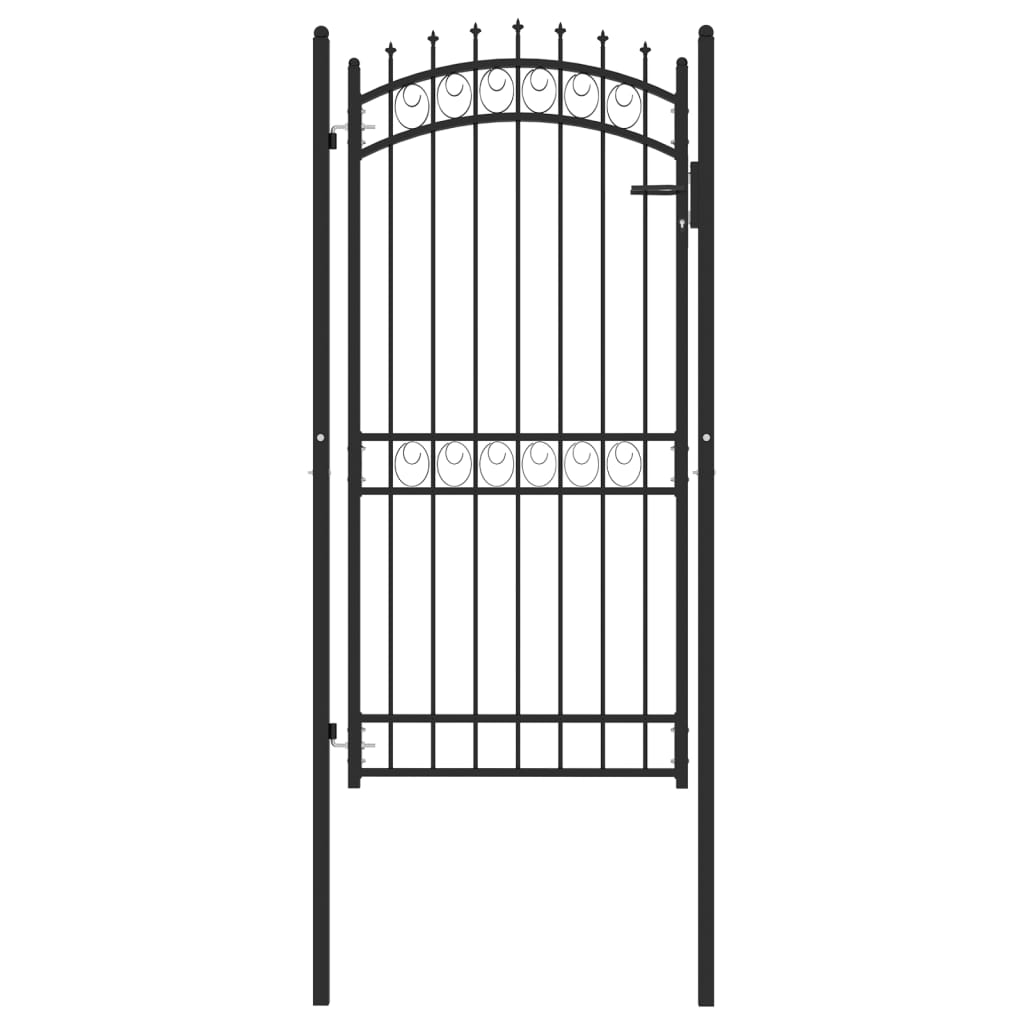 Fence Gate with Spikes Steel 100x200 cm Black