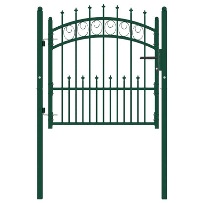 Fence Gate with Spikes Steel 100x100 cm Green