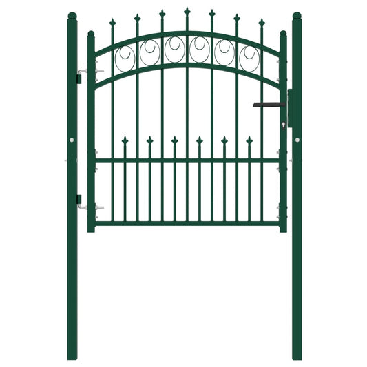 Fence Gate with Spikes Steel 100x100 cm Green