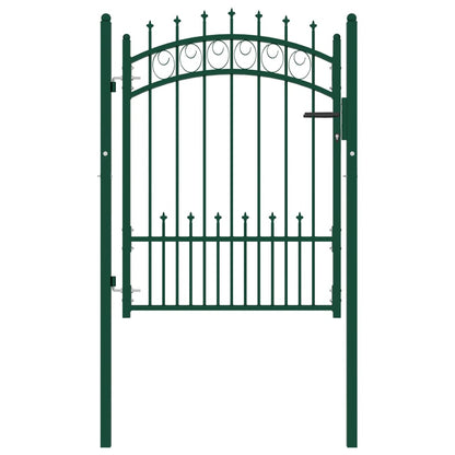 Fence Gate with Spikes Steel 100x125 cm Green