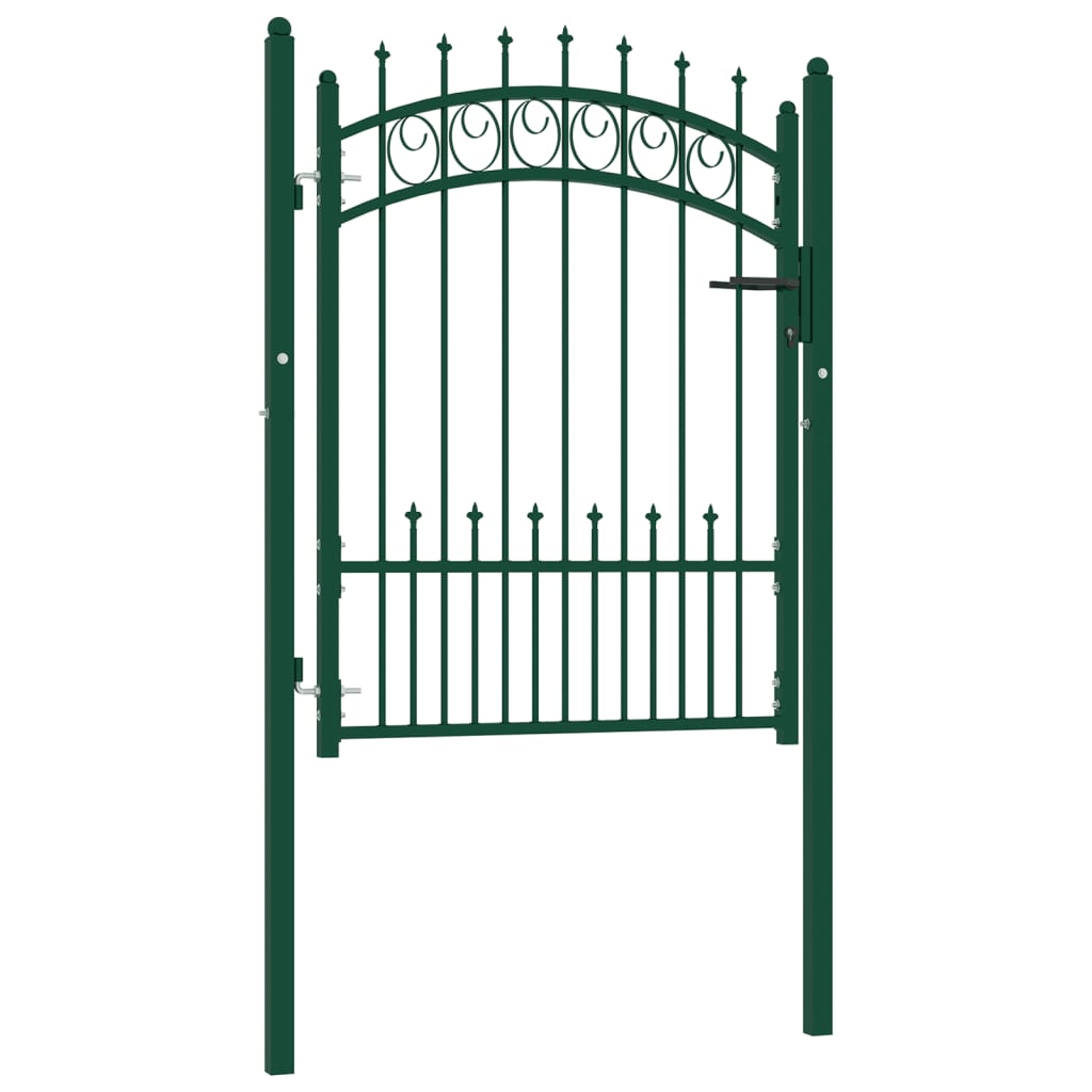 Fence Gate with Spikes Steel 100x125 cm Green