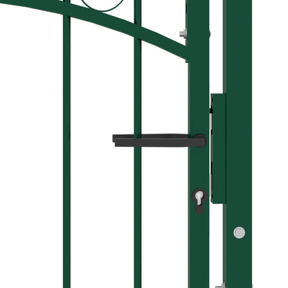 Fence Gate with Spikes Steel 100x125 cm Green