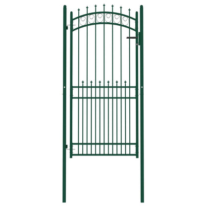 Fence Gate with Spikes Steel 100x200 cm Green