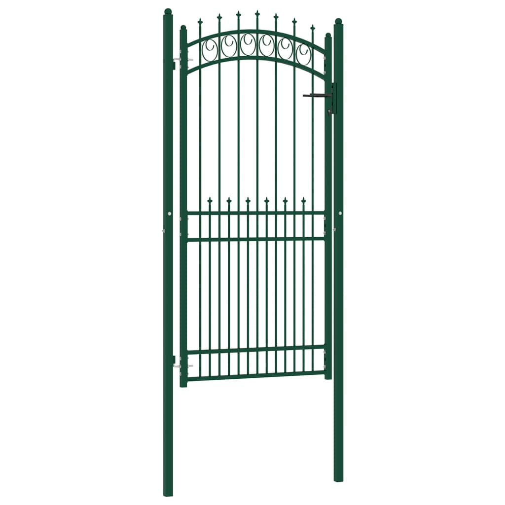 Fence Gate with Spikes Steel 100x200 cm Green