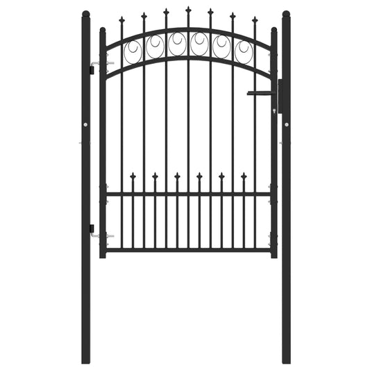 Fence Gate with Spikes Steel 100x125 cm Black