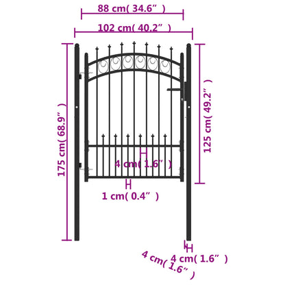 Fence Gate with Spikes Steel 100x125 cm Black