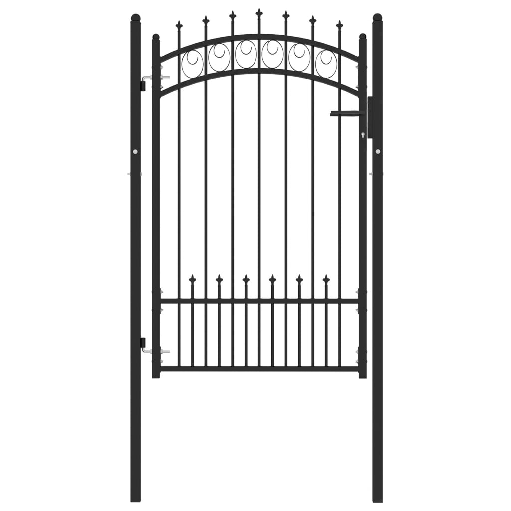 Fence Gate with Spikes Steel 100x150 cm Black