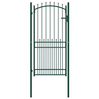 Fence Gate with Spikes Steel 100x200 cm Green