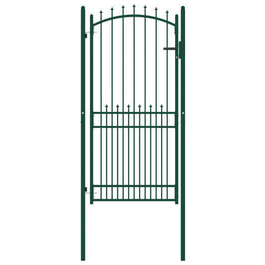 Fence Gate with Spikes Steel 100x200 cm Green