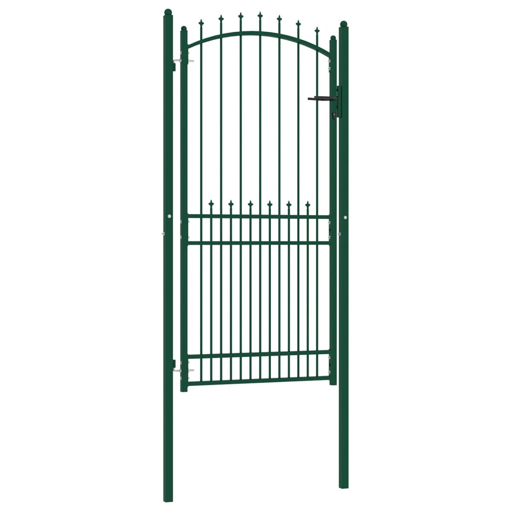 Fence Gate with Spikes Steel 100x200 cm Green