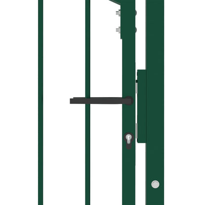 Fence Gate with Spikes Steel 100x200 cm Green