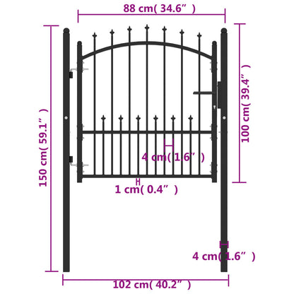 Fence Gate with Spikes Steel 100x100 cm Black