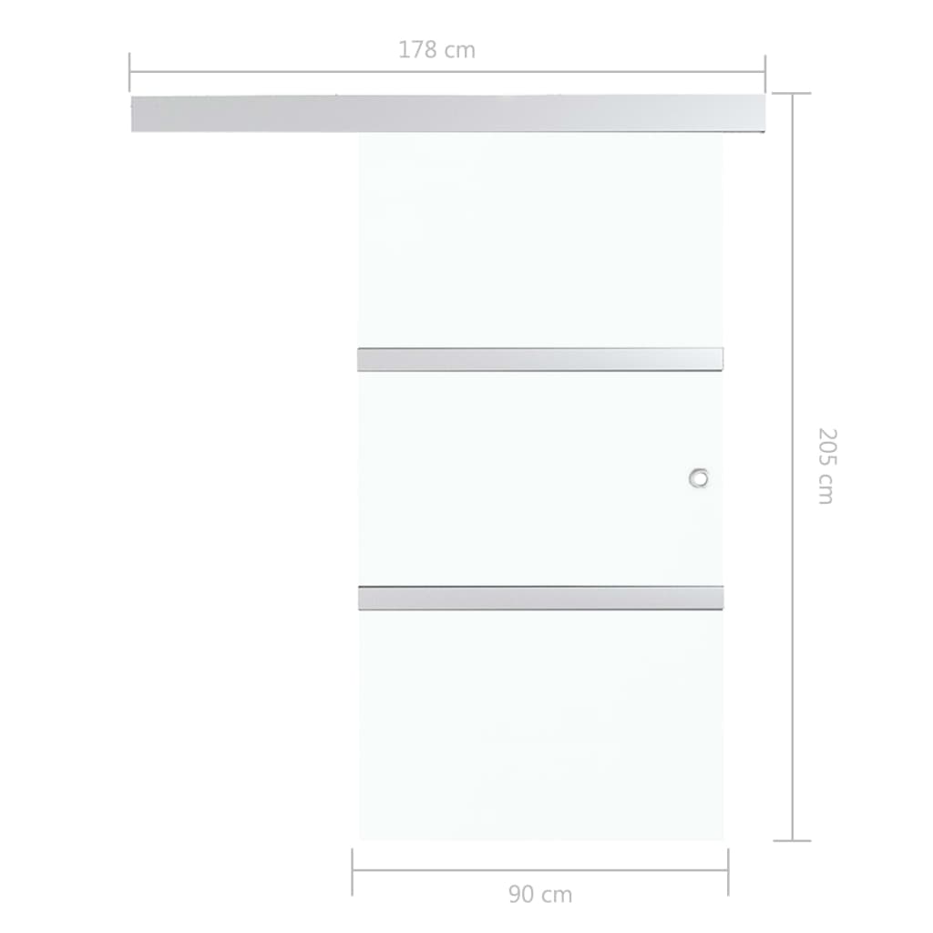 Sliding Door with Soft Stops ESG Glass and Aluminium 90x205 cm