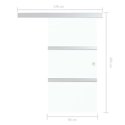 Sliding Door with Soft Stops ESG Glass and Aluminium 90x205 cm