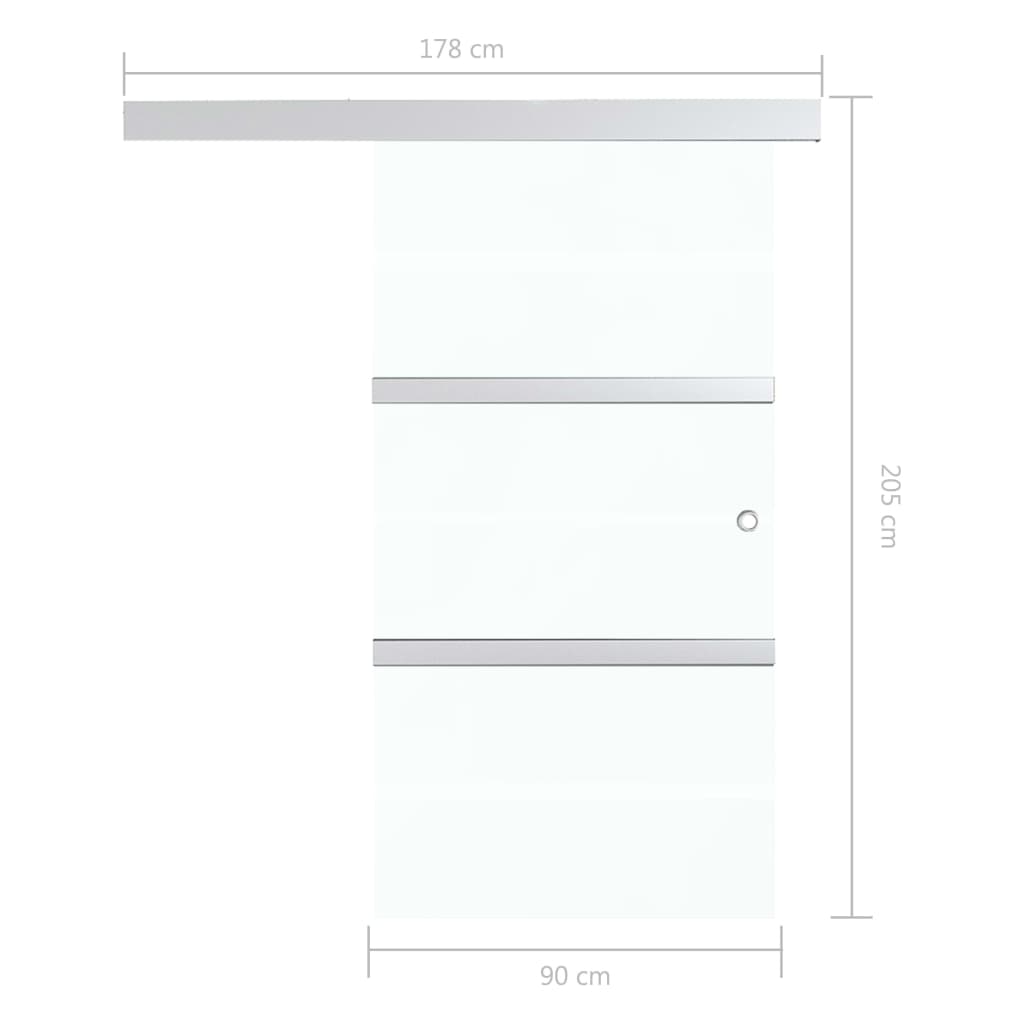 Sliding Door with Soft Stops ESG Glass and Aluminium 90x205 cm